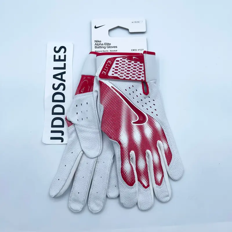 Nike Alpha Elite Baseball Batting Gloves White University Red FB2310-124 Sz XL  New