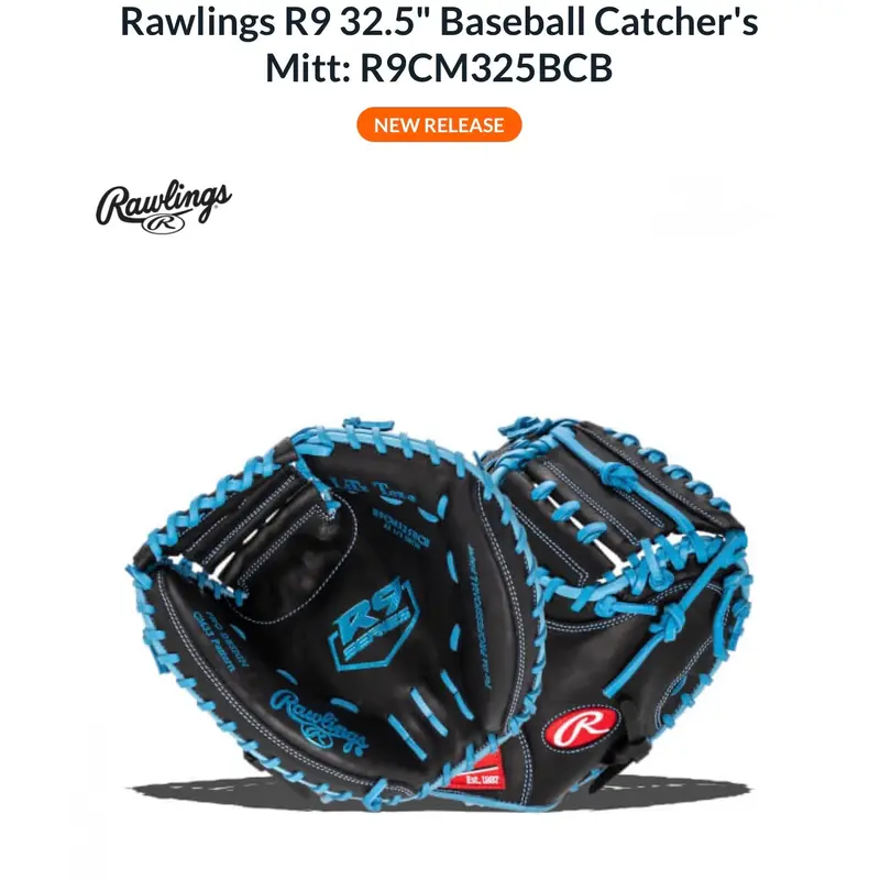 New Rawlings R9 Series 32.5" Right Hand Throw Catcher's Mitt