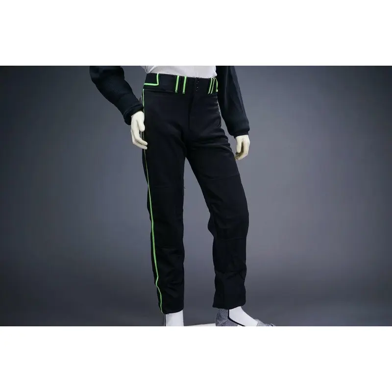 COMBAT PIPED STOCK OPEN BOTTOM BASEBALL/SOFTBALL PANTS, BLACK/GREEN ~ ADULT S