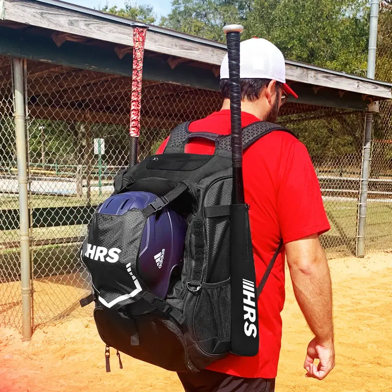Baseball or Softball Black Bat Bag Backpack - holds up to 4 bats