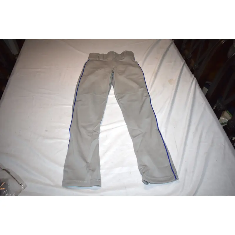 NEW - Youth Hemmed Piped Baseball Pants, Gray/Royal, Youth Medium