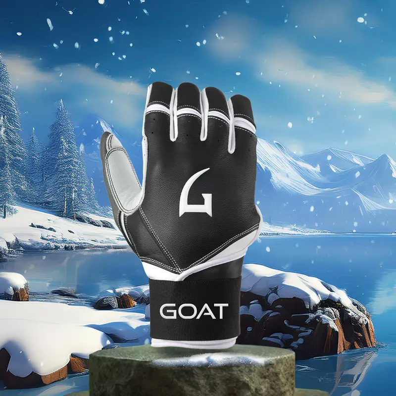 GOAThletic Batting Gloves - Black & White - ADULT LARGE