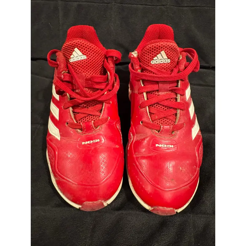 Red Kid's Size 1Y Youth Adidas Low Top Icon Molded Cleats (Used)