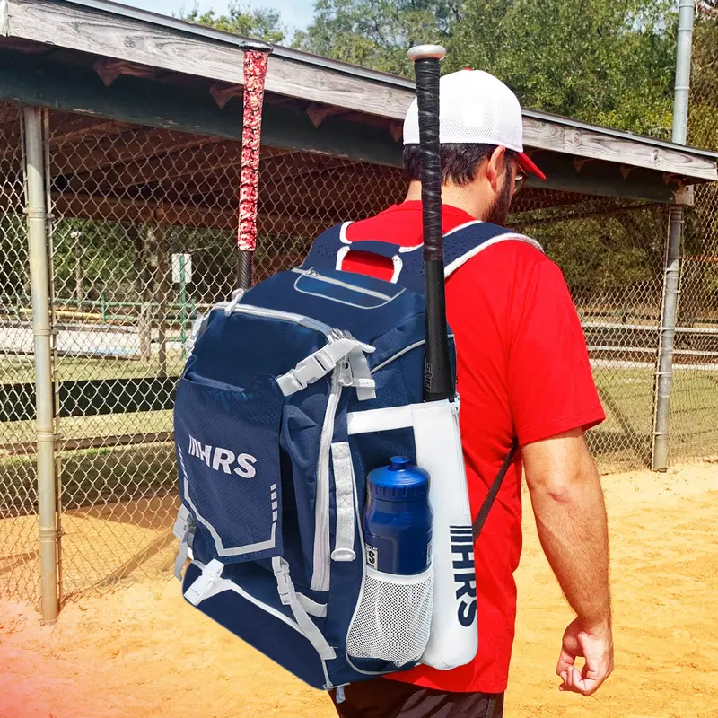 Baseball or Softball Navy Blue Bat Bag Backpack - holds up to 4 bats