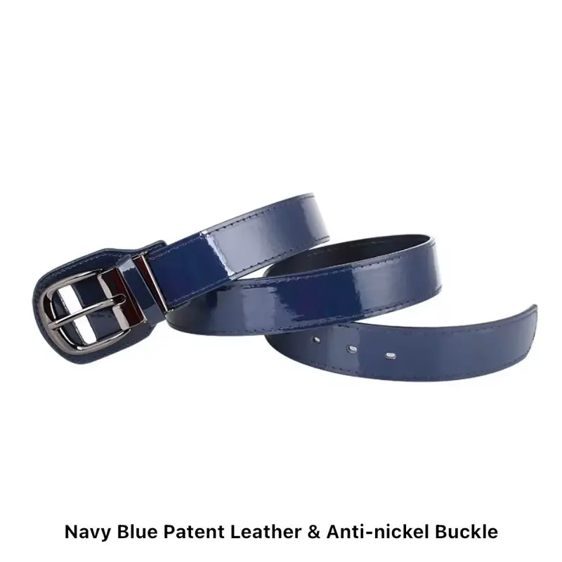 Navy Adjustable Adult Leather Baseball Belt