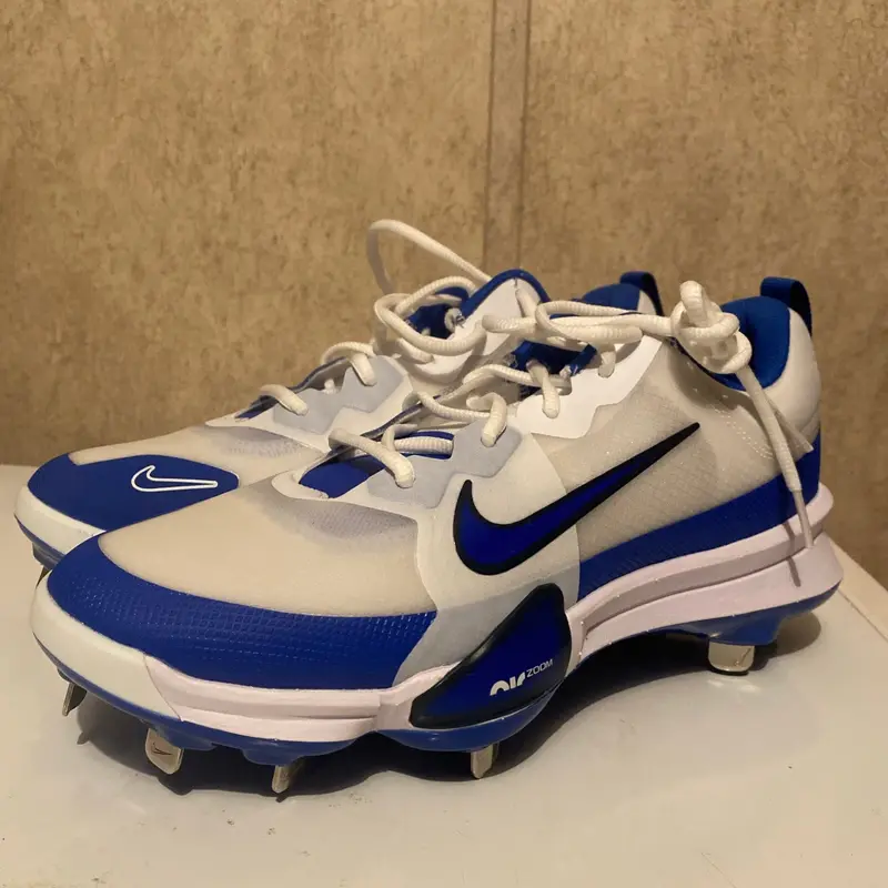 Nike Force Zoom Trout 9 White Royal Metal Baseball Cleats FB2907-101 Mens 8.5