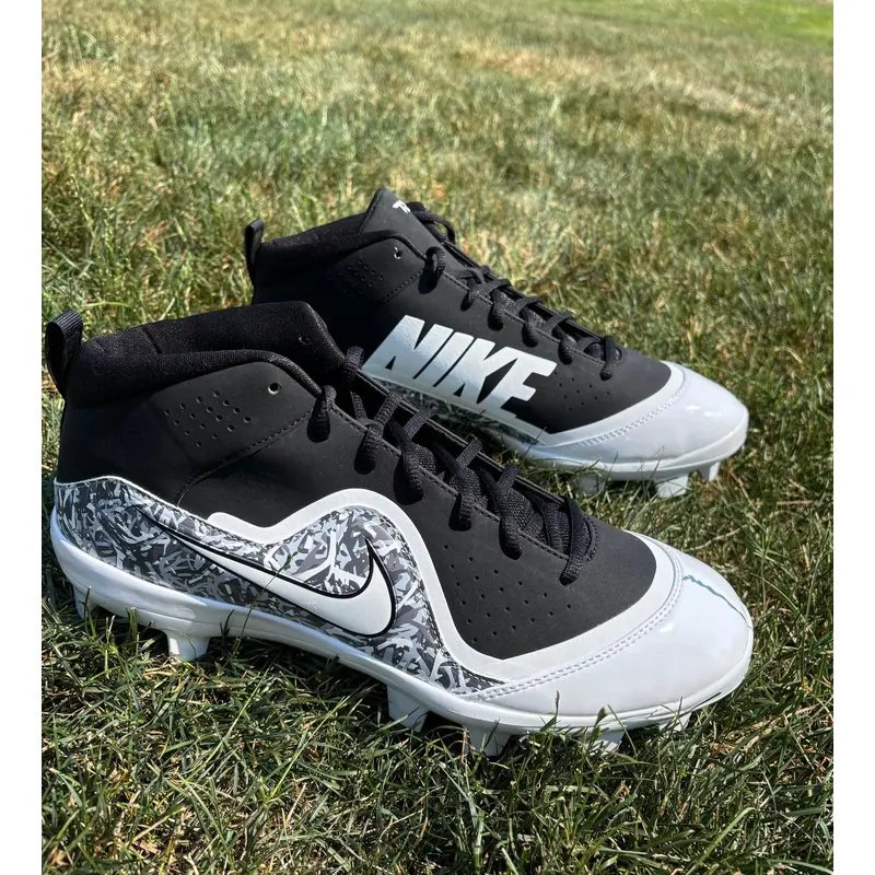 Black Men's Size M 11.5 (W 12.5) Adult Nike High Top Trout 4 Pro Molded Cleats (New)