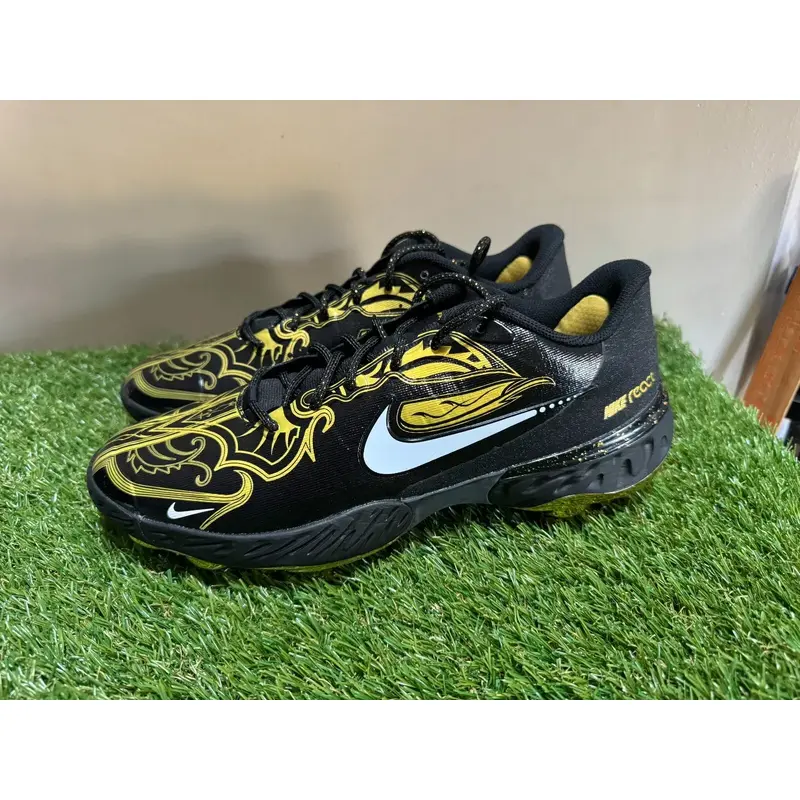 Nike Alpha Huarache Elite 3 Low Baseball Cleats Black Gold Men's 14 CV3553-001