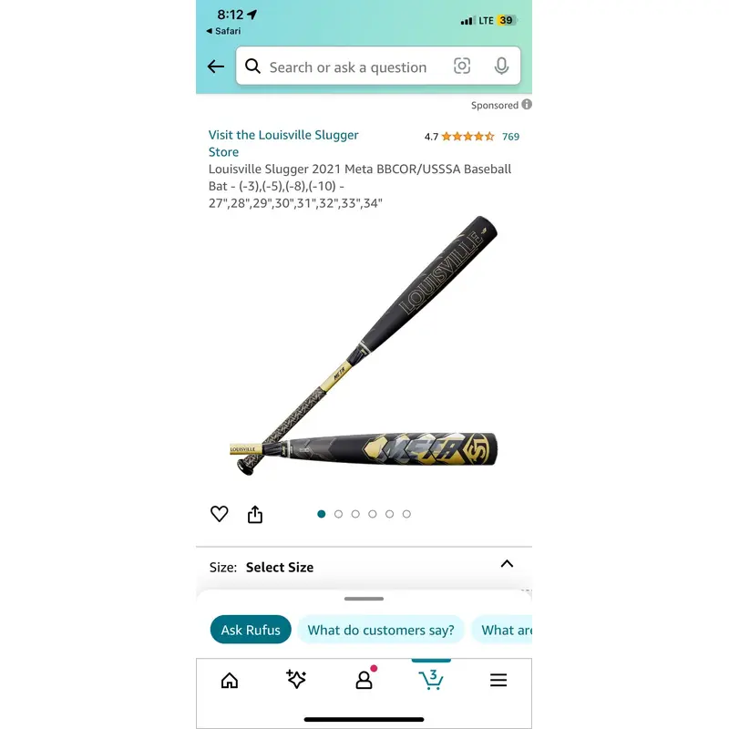 Used  Louisville Slugger USSSA Certified Alloy 27 oz 31" Meta Bat