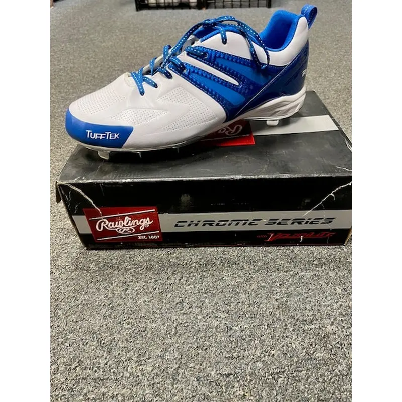 White/Blue Rawlings Conquer Low Top Metal- New