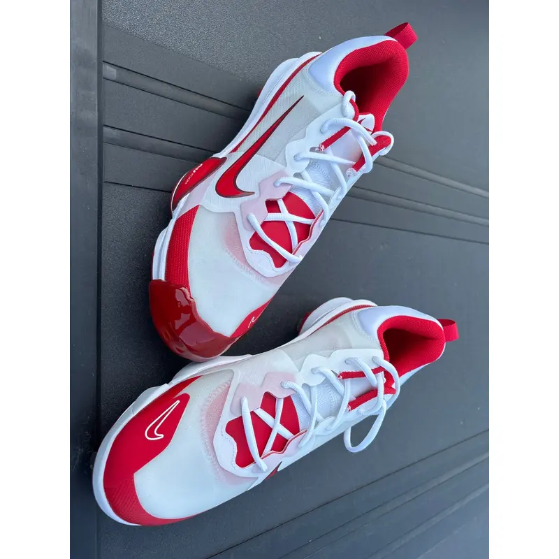 *UNWORN* Size M12 - Nike Trout 9 Force Zoom Pro - White/Red - Metals - With Rubber Toe