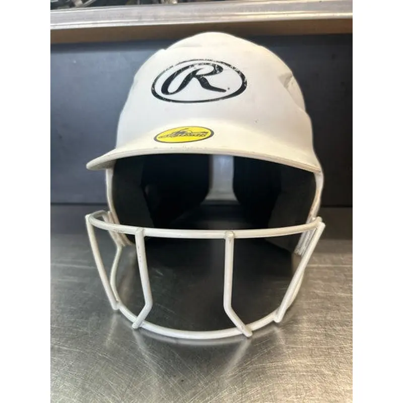 Used Rawlings RCFH Batting Helmet w/Mask White MD 11868-S000063827