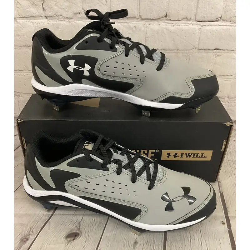Under Armour 1246693-020 Yard Low ST Men's Baseball Cleats Grey Black US 8.5