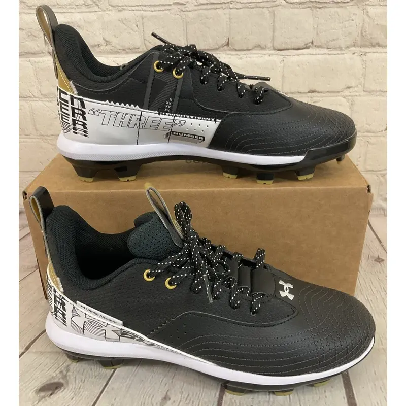 Under Armour 3025596-001 Harper 7 Low JR TPU Baseball Cleats Black White US 5.5Y