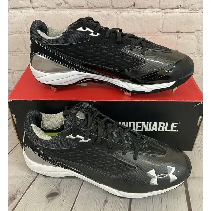 Under Armour Natural II Low Men's Metal Baseball Cleats Black White US Size 9