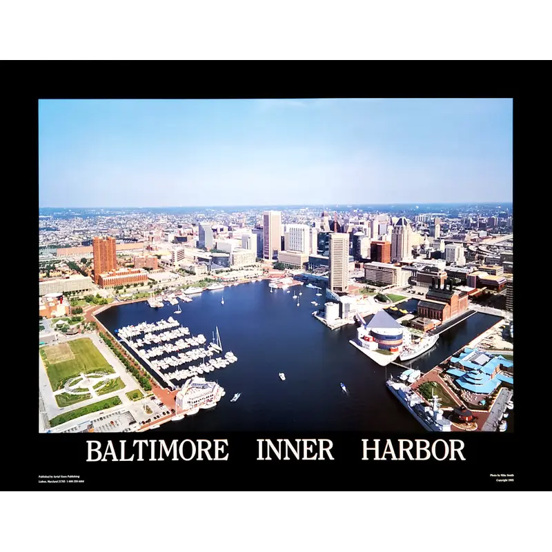 Baltimore, Maryland INNER HARBOR 22x28 Poster Print - Aerial Views by Mike Smith