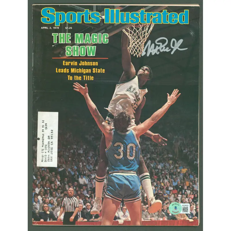 Lakers Magic Johnson Signed April 1979 Sports Illustrated Magazine BAS Witnessed