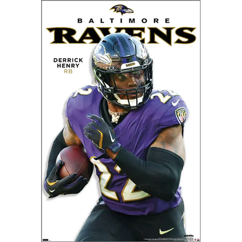 Derrick Henry "Running Machine" Baltimore Ravens NFL Action Wall Poster - Costacos 2025