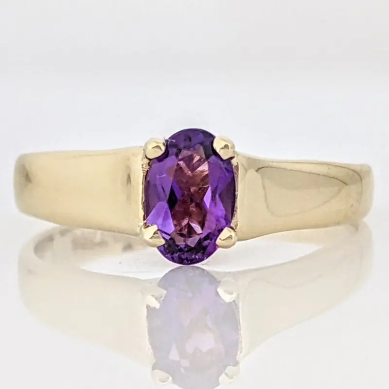 14K AMETHYST OVAL 4X6 ESTATE RING 2.0 GRAMS