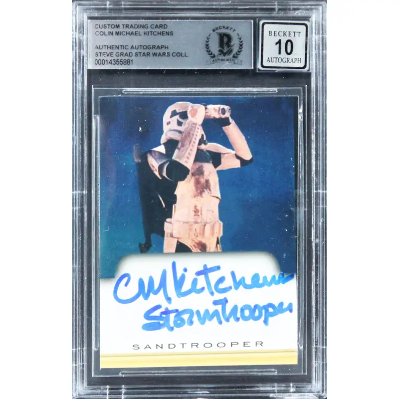 Colin Michael Kitchens Star Wars W/ Insc Signed Custom Card Auto 10! BAS Slabbed