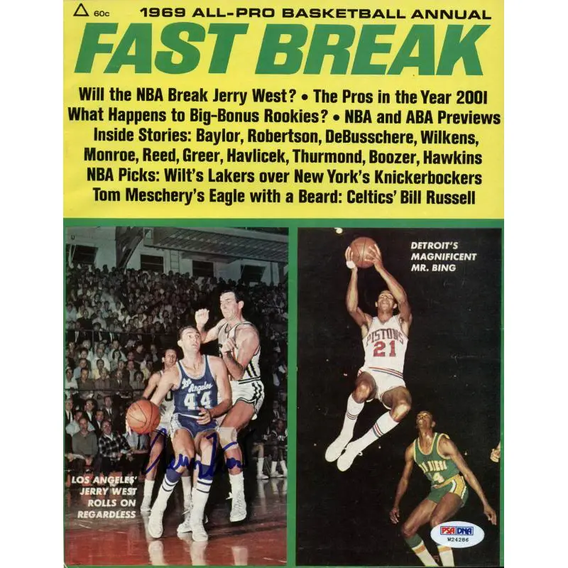 Lakers Jerry West Authentic Signed 1969 Fastbreak Magazine PSA/DNA #W24286