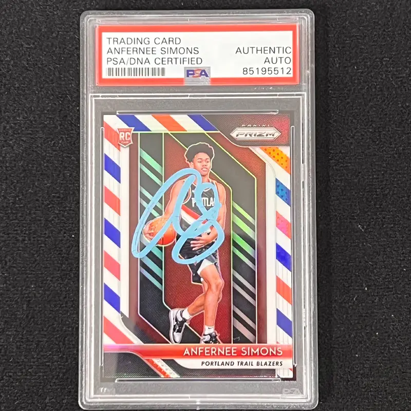 2018 Panini Prizm #61 Anfernee Simons Signed Card PSA Slabbed Auto Trailblazers