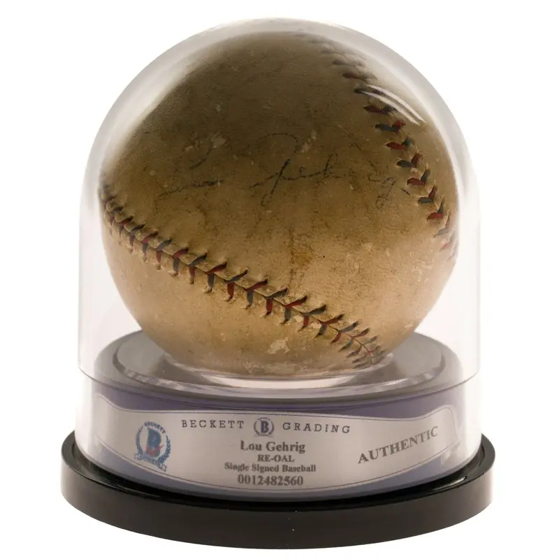 Lou Gehrig Single Signed Official 1927 American League Baseball Beckett COA