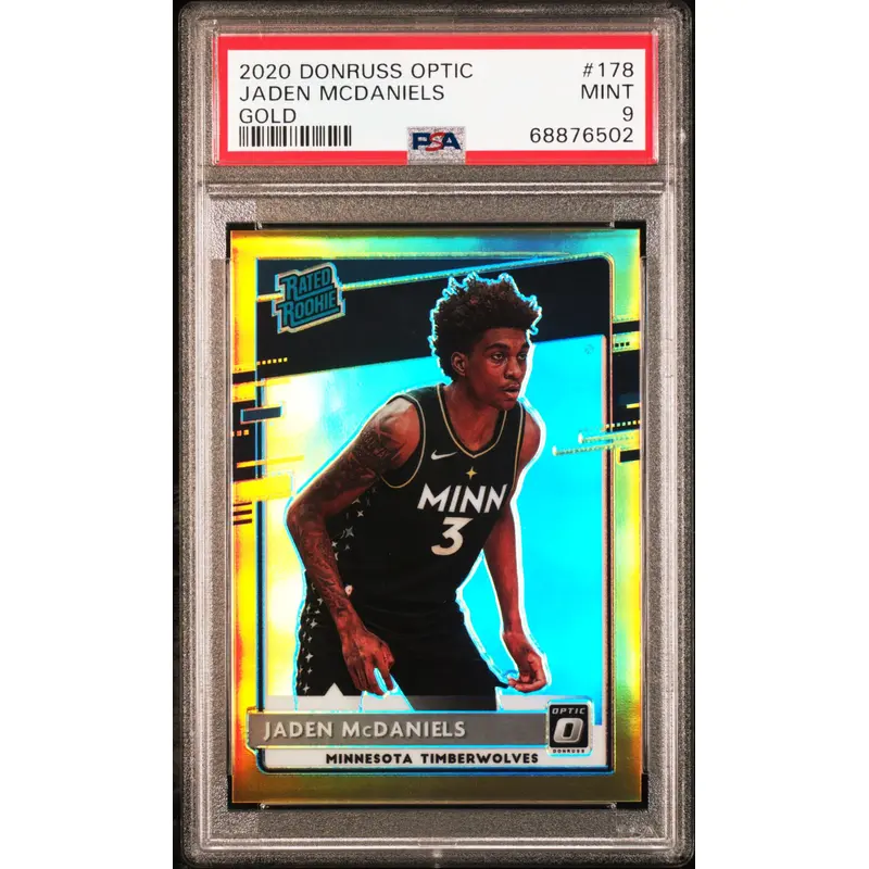 Jaden McDaniels 2020 Donriss Optic #178 Gold #8/10 PSA 9 Mint