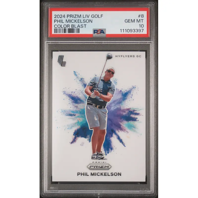Phil Mickelson 2024 Panini Prizm LIV Golf Color Blast PSA 10 Gem Mint