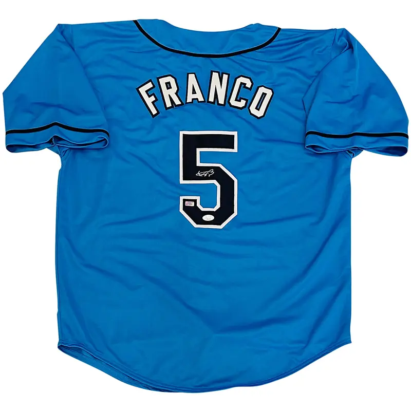 Wander Franco Autographed Tampa Bay (Light Blue #5) Custom Jersey - JSA