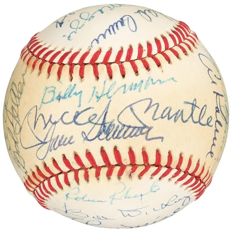 Mickey Mantle Joe Dimaggio Hank Aaron Hall Of Fame Multi Signed Baseball JSA COA