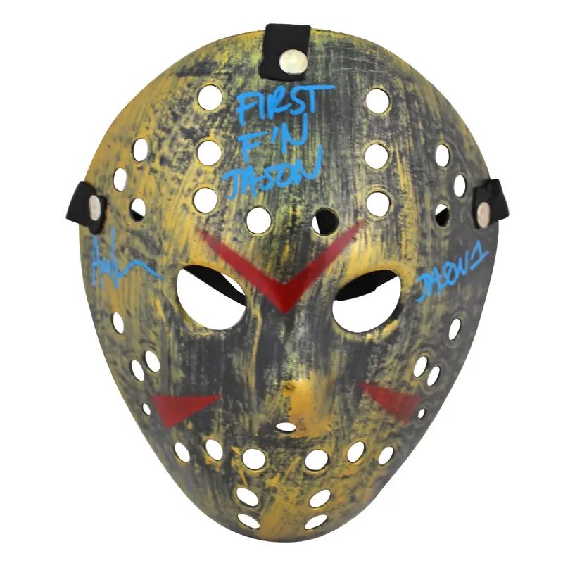 Ari Lehman Friday The 13th "First F'n Jason" Signed Gold Jason Mask BAS Witness