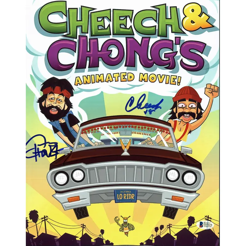 Cheech Marin & Tommy Chong Animated Movie Signed 11x14 Photo BAS #E85029