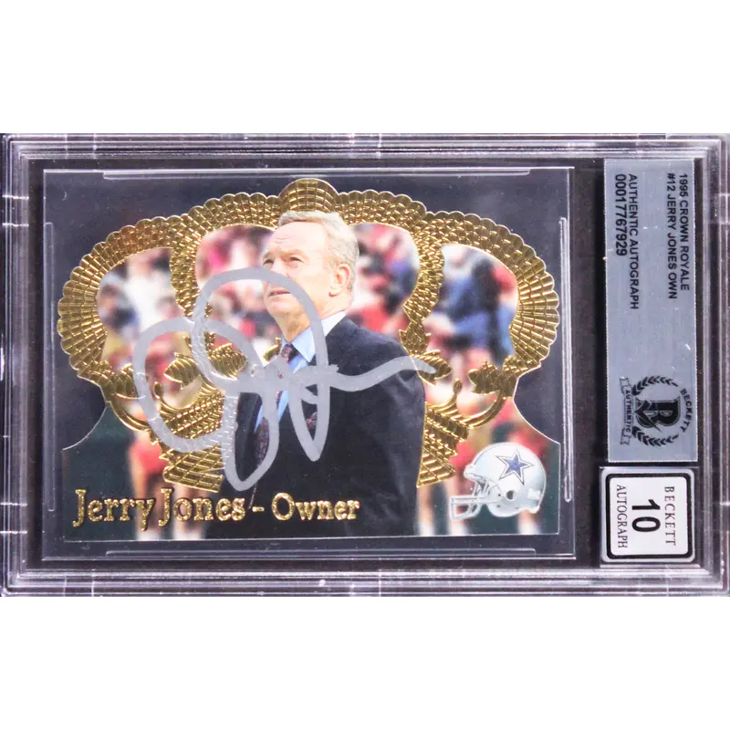 Cowboys Jerry Jones Signed 1995 Crown Royale #12 Card Auto Gem Mint 10! BAS Slab
