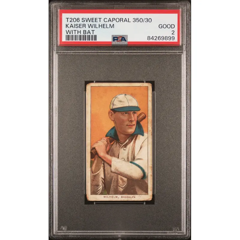 Kaiser Wilhelm 1909-11 T206 Sweet Caporal 350/30 With Bat PSA 2 Good