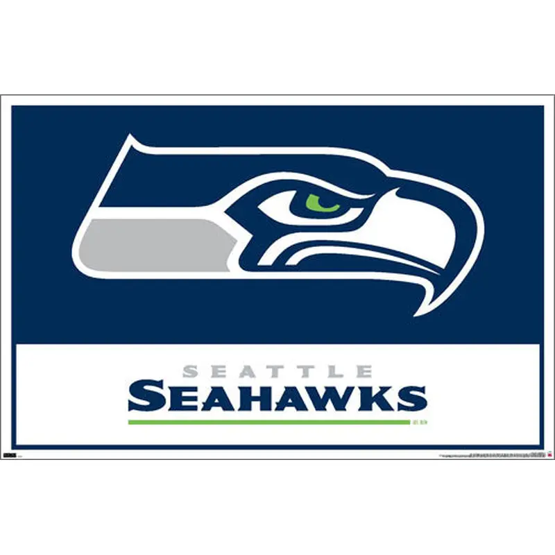 Seattle Seahawks Official NFL Football Team Logo and Wordmark Poster - Costacos Sports