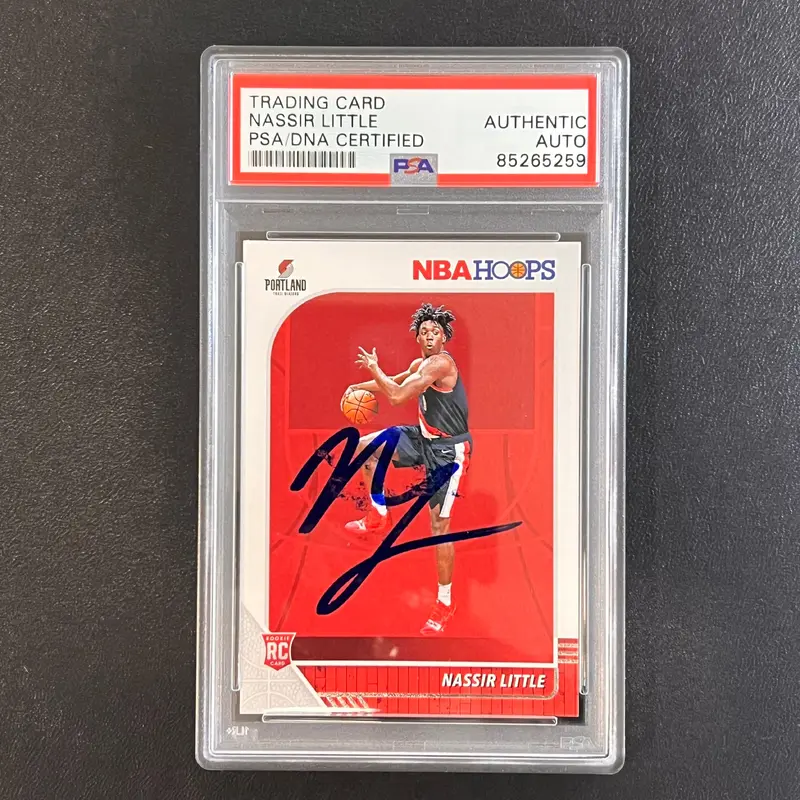 2019-20 NBA Hoops #220 Nassir Little Signed Rookie Card AUTO PSA Slabbed RC Blazers