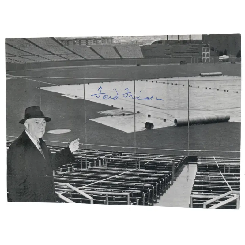 Ford Frick Signed 1962 World Series Associated Press Wire Photo PSA DNA COA