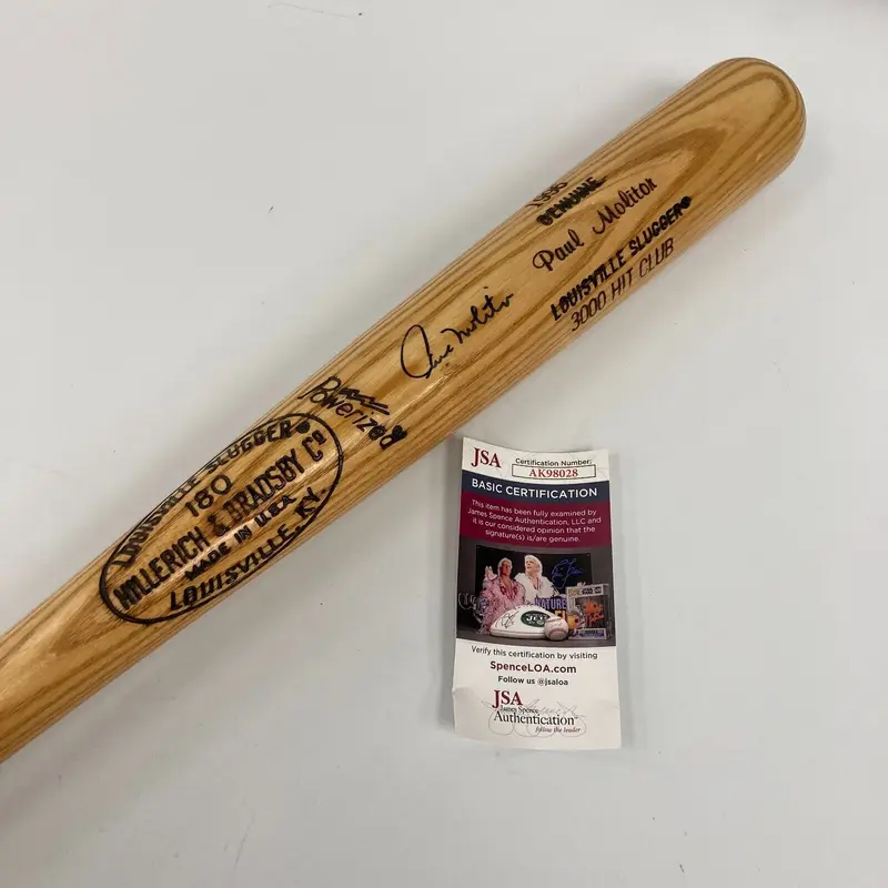 Paul Molitor Signed Louisville Slugger 3,000 Hit Club Baseball Bat JSA COA