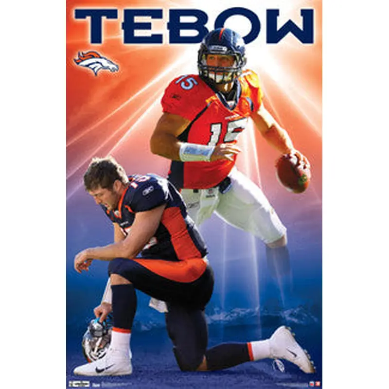 Tim Tebow "Shining Star" Denver Broncos NFL Action Poster - Costacos 2012