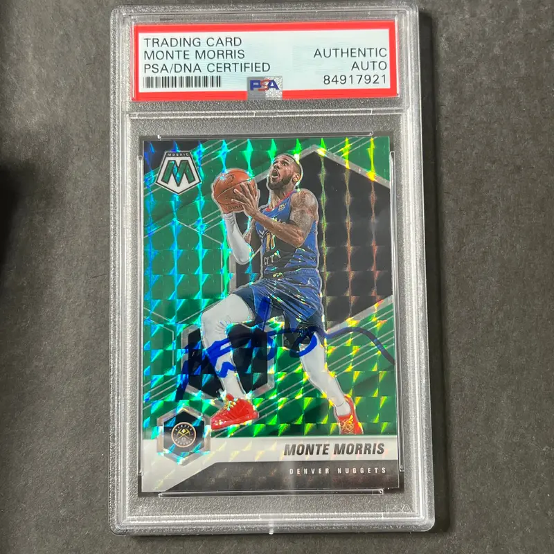 2020-21 Panini Mosaic #87 Monte Morris Signed Card AUTO PSA Slabbed Nuggets