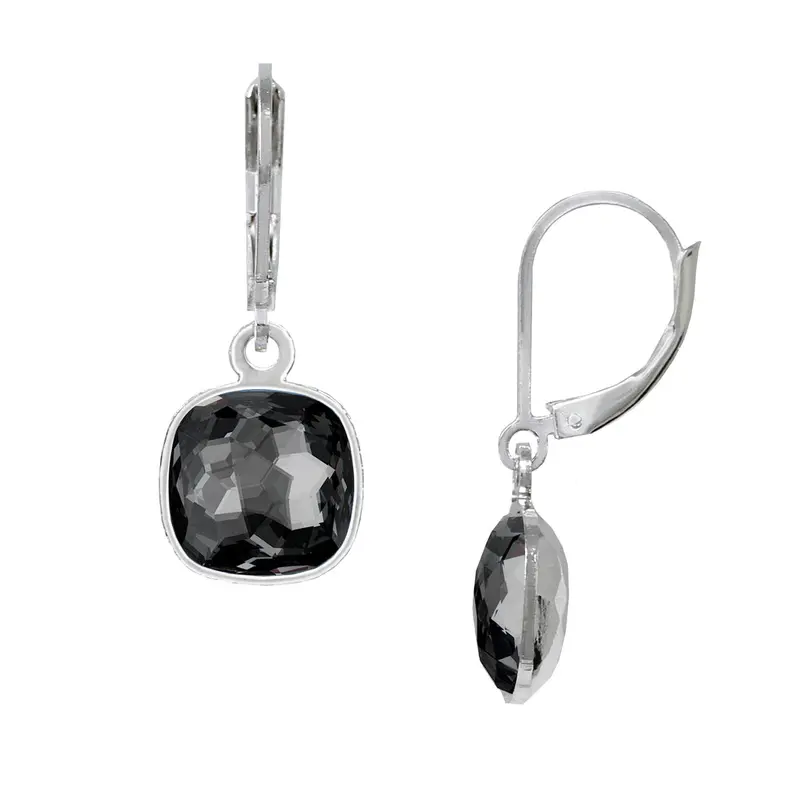 Black Diamond 10mm Cushion Leverback Earrings