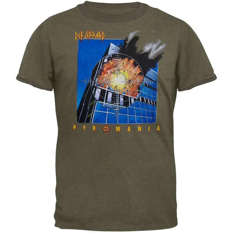 Def Leppard - Pyromania Green Adult T-Shirt