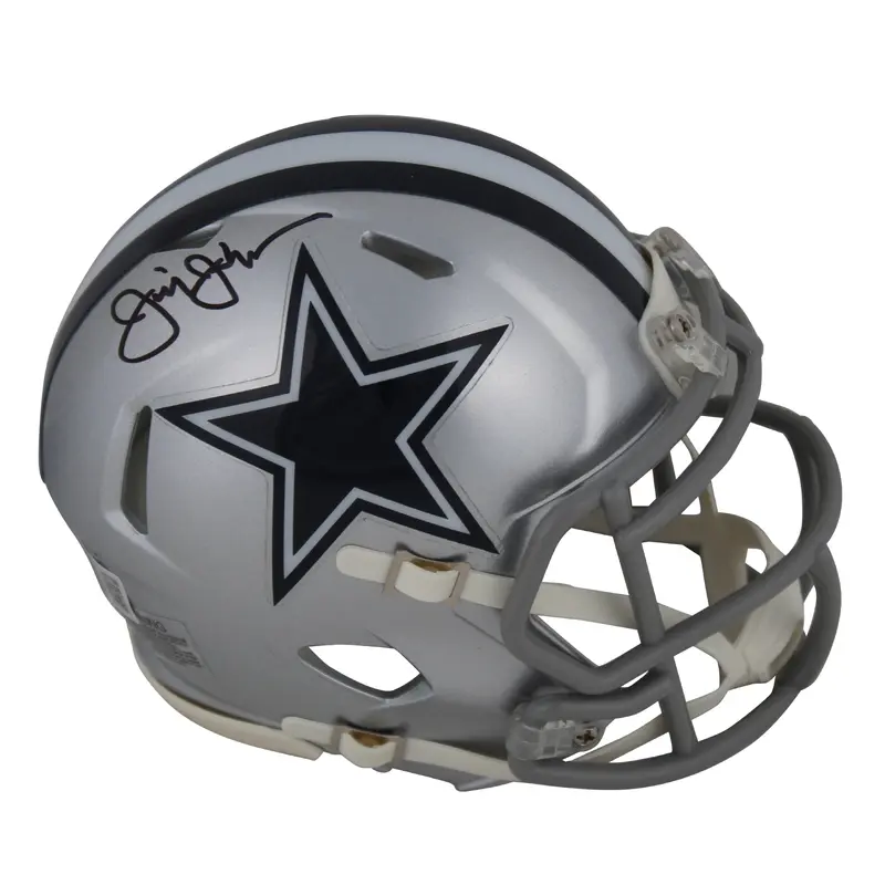Cowboys Jimmy Johnson Authentic Signed Speed Mini Helmet BAS Witnessed