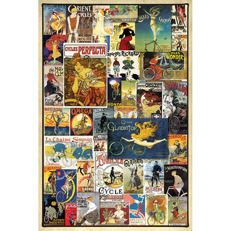 Vintage Art Deco Bicycle Posters Collage (40 Classics) Wall Poster - Eurographics Inc.