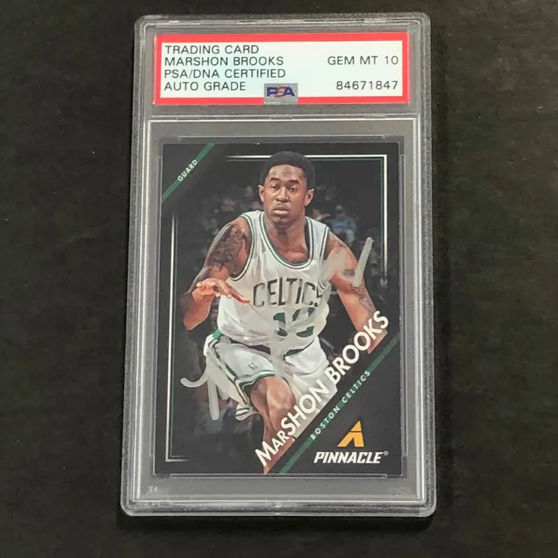2013-14 Panini Pinnacle #161 Marshon Brooks Signed Card AUTO 10 PSA Slabbed Nets