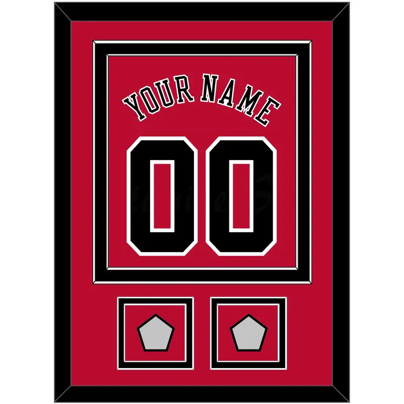 Chicago Name & Number With 2 Champions Patches - Road Red (1986-2017) - Double Mat 2