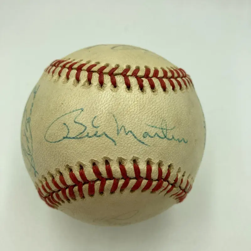 1975 All Star Game team Signed Baseball Thurman Munson Hank Aaron JSA COA