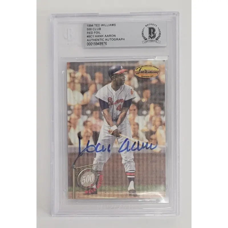Hank Aaron Signed 1994 Ted Williams 500 Club LE #288/755 Baseball Card BGS