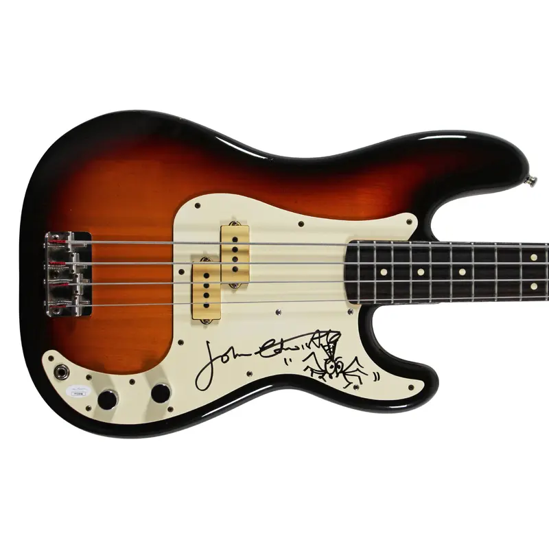 John Entwistle The Who Signed Fender Squier Bass Guitar w/ Spider Sketch JSA LOA
